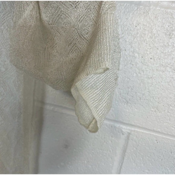 Timeless by Naeem Khan Women Crochet Knit Spiderweb Ivory Cardigan Sz L - Picture 6 of 9